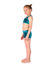 Load image into Gallery viewer, Kids - Girls' Pole Dance Shorts Elsa | Activewear | Color: blue velvet | Kids Pole Shorts | Girls Pole Dance Shorts | Dětské pole dance šortky | Madchen Pole Shorts | Pole short enfants | Dragonfly Pole Dance Clothing and Bikram Hot Yoga Wear | Dětské Obl