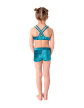 Load image into Gallery viewer, Kids - Girls' Pole Dance Shorts Elsa | Activewear | Color: blue velvet | Kids Pole Shorts | Girls Pole Dance Shorts | Dětské pole dance šortky | Madchen Pole Shorts | Pole short enfants | Dragonfly Pole Dance Clothing and Bikram Hot Yoga Wear | Dětské Obl