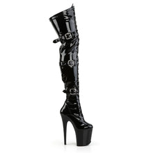 Load image into Gallery viewer, Pole Dance Boots PLEASER FLAM3028 BLACK PATENT LEATHER 24/48 HRS