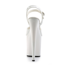 Load image into Gallery viewer, Pole Dance Sandals Pleaser Flamingo-809 – White Patent Leather 24/48 Hrs