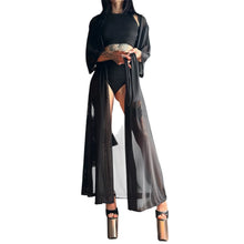 Carregar imagem no visualizador da galeria, Kimono longo preto transparente