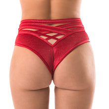 Load image into Gallery viewer, Poledancerka X High Leg SHORT Shiny Velvet RED