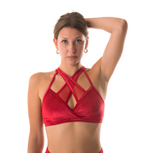 Load image into Gallery viewer, Poledancerka X Front Top Shiny Velvet RED