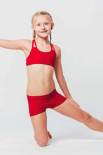 Load image into Gallery viewer, Girls' Sports Bra Xenia | Activewear | Color: red | Girl's sports bra | Dětská sportovní podprsenka | Dívčí sportovní podprsenka | Madchen Sport BH | Brassiere sport entfants | Dragonfly Pole Dance Clothes and Bikram Hot Yoga Outfit