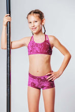 Load image into Gallery viewer, Girls' Sports Bra Xenia | Activewear | Color: ruby velvet | Girl's sports bra | Dětská sportovní podprsenka | Dívčí sportovní podprsenka | Madchen Sport BH | Brassiere sport entfants | Dragonfly Pole Dance Clothes and Bikram Hot Yoga Outfit