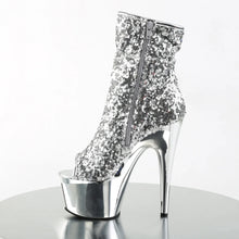 Carregar imagem no visualizador da galeria, Tacones Pleaser ADORE-1008SQ Plata Sequins Cromo