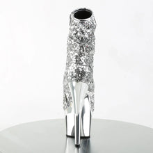 Carregar imagem no visualizador da galeria, Tacones Pleaser ADORE-1008SQ Plata Sequins Cromo