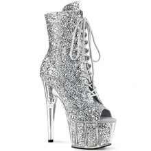 Load image into Gallery viewer, Tacones Pleaser ADORE-1021G Plata Purpurina Gliteer