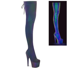 Load image into Gallery viewer, Tacones Pleaser ADORE-3008REFL Stretch Verde Morado