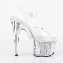 Load image into Gallery viewer, Tacones Pleaser ADORE-708G Transparente Plata Purpurina
