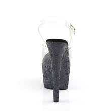 Load image into Gallery viewer, Tacones Pleaser ADORE-708LG Transparente Negro Purpurina