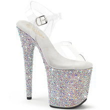 Load image into Gallery viewer, Pleaser BEJEWELED-808MS Heels - Clear / Silver Rhinestones