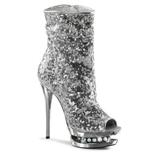 Cargar imagen en el visor de la galería, Tacones Pleaser BLONDIE-R-1008 Plata Sequins Cromo