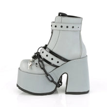Load image into Gallery viewer, Botines Demonia CAMEL-205 Grey Reflective Piel vegana