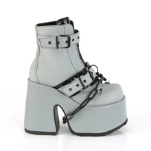 Load image into Gallery viewer, Botines Demonia CAMEL-205 Grey Reflective Piel vegana