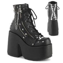 Load image into Gallery viewer, Botines Demonia CAMEL-208 Negro Piel vegana