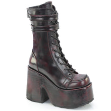 Load image into Gallery viewer, Demonia CAMEL-250 Boots - Black-Burgundy Rub-Off Vegan Leather