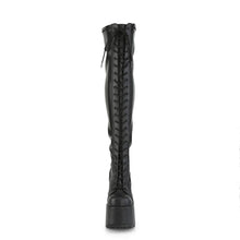 Load image into Gallery viewer, Botas (Over the Knee) Demonia CAMEL-300 Negro Str Piel vegana