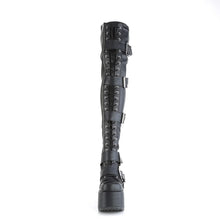 Load image into Gallery viewer, Botas (Over the Knee) Demonia CAMEL-305 Negro Stretch Piel vegana