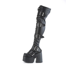 Load image into Gallery viewer, Botas (Over the Knee) Demonia CAMEL-305 Negro Stretch Piel vegana