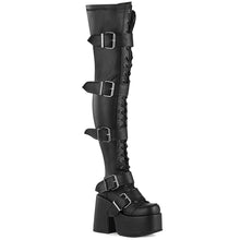 Load image into Gallery viewer, Botas (Over the Knee) Demonia CAMEL-305 Negro Stretch Piel vegana
