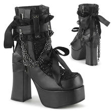 Load image into Gallery viewer, Botines Demonia CHARADE-110 Negro Piel vegana-Lace Overlay