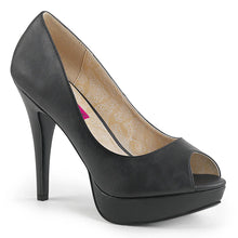 Load image into Gallery viewer, Tacones Pleaser Pink Label CHLOE-01 Negro Piel Sintética