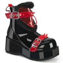 Load image into Gallery viewer, Botines Demonia CUBBY-57 Negro Pat-Rojo PVC