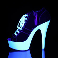 Cargar imagen en el visor de la galería, Tacones Pleaser DELIGHT-600SK-01 Negro Canvas Neon