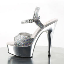 Cargar imagen en el visor de la galería, Tacones Pleaser DELIGHT-609G Plata Gltr Cromo