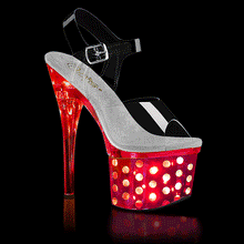 Load image into Gallery viewer, Tacones Pleaser DISCOLITE-708DOTS Transparente Plata Cromo