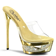 Cargar imagen en el visor de la galería, Tacones Pleaser ECLIPSE-601DM Transparente Dorado Cromo