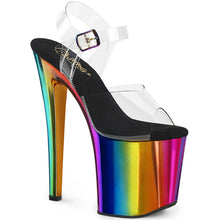 Load image into Gallery viewer, Tacones Pleaser ENCHANT-708RC Transparente Rainbow Cromo