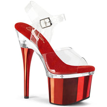 Load image into Gallery viewer, Tacones Pleaser ESTEEM-708 Transparente Rojo Cromo
