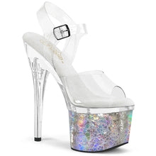 Load image into Gallery viewer, Tacones Pleaser ESTEEM-708CK Transparente Plata Holo