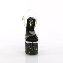 Load image into Gallery viewer, Tacones Pleaser ESTEEM-708LG Transparente Negro Purpurina