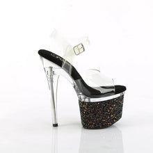 Load image into Gallery viewer, Tacones Pleaser ESTEEM-708LG Transparente Negro Purpurina