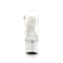 Load image into Gallery viewer, Tacones Pleaser ESTEEM-708LG Transparente Blanco Purpurina