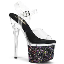 Load image into Gallery viewer, Tacones Pleaser ESTEEM-708LG Transparente Negro Purpurina