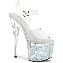 Load image into Gallery viewer, Tacones Pleaser ESTEEM-708LG Transparente Blanco Purpurina