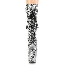 Carregar imagem no visualizador da galeria, Botas Pleaser FLAMINGO-1050SP - Estampado de cobra preto-branco