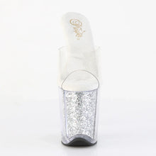 Load image into Gallery viewer, Tacones Pleaser FLAMINGO-801G Transparente Plata Purpurina