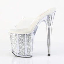 Load image into Gallery viewer, Tacones Pleaser FLAMINGO-801G Transparente Plata Purpurina