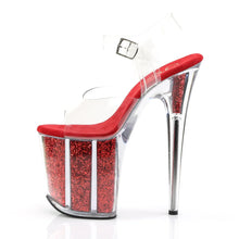 Load image into Gallery viewer, Tacones Pleaser FLAMINGO-808G Transparente Rojo Purpurina