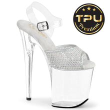 Load image into Gallery viewer, Pleaser FLAMINGO-808PREM-RSN Heels - Clear / Silver Rhinestones