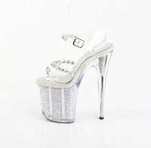 Load image into Gallery viewer, Tacones Pleaser FLAMINGO-808PREM-STN Transparente Plata Purpurina