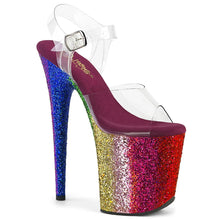 Load image into Gallery viewer, Tacones Pleaser FLAMINGO-808RBG Transparente Rainbow Purpurina