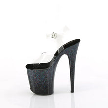Load image into Gallery viewer, Tacones Pleaser FLAMINGO-808SS Transparente Negro Purpurina