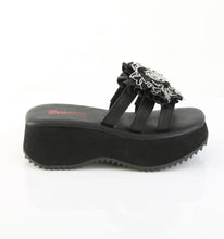 Load image into Gallery viewer, Sandalias Demonia FLIP-16 Negro Piel vegana-Satin