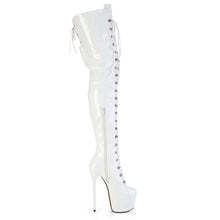 Load image into Gallery viewer, Tacones Pleaser JUBILANT-4012 Blanco Str. Charol